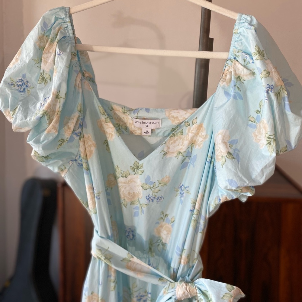 LoveShackFancy x Target Light Blue Floral Puff-Sleeved Maxi Dress - Picture 7 of 13